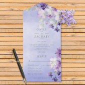 Paarse Boho Bloemen Paarse Diner All In One Uitnodiging