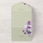 Paarse Boho Bloemen Salie Groen Diner All In One Uitnodiging (Buitenkant)