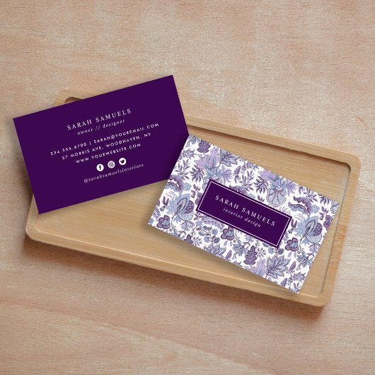 Paarse Boho  Bloemen Visitekaartje