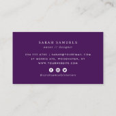 Paarse Boho  Bloemen Visitekaartje (Achterkant)
