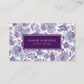 Paarse Boho  Bloemen Visitekaartje (Voorkant)
