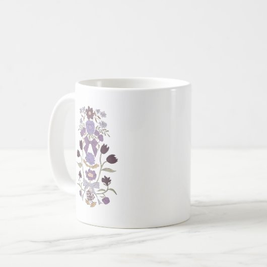 Paarse Boho Bloemenlint Koffiemok (Voorkant links)