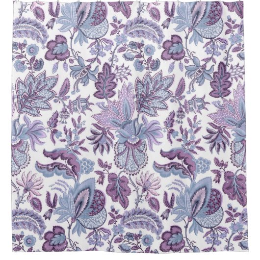 Paarse Boho  bloemenprint Douchegordijn (Voorkant)