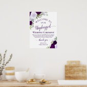Paarse Boho Chic Bloemige Ongekoppelde Trouwceremo Poster (Keuken)