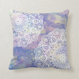 Paarse Boho Chic Mandala Zen Waterverf Kussen