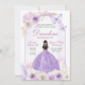 Paarse Boho Chic Quinceanera Kaart (Voorkant)