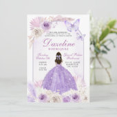 Paarse Boho Chic Quinceanera Kaart (Staand voorkant)