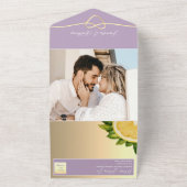 Paarse Boho Citroen Trouwdag All In One Uitnodiging (Buitenkant)