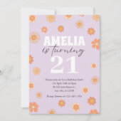 Paarse Boho Daisy Verjaardagsuitnodiging Alle leef Kaart (Voorkant)