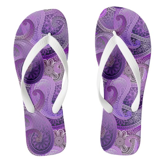 Paarse Boho Damask Pattern Teenslippers (Voetbed)