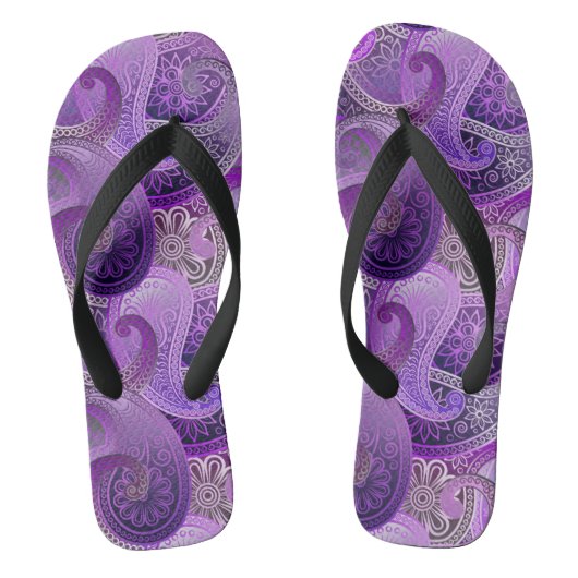 Paarse Boho Damask Pattern Teenslippers (Voetbed)