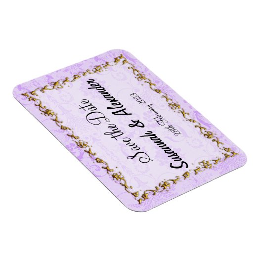  Paarse Boho Damask sla de datum op Magneet (Rechterzijde)
