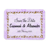  Paarse Boho Damask sla de datum op Magneet (Horizontaal)