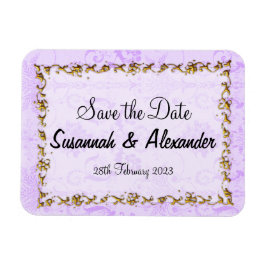 Paarse Boho Damask sla de datum op Magneet
