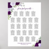 Paarse Boho Floral 23 Tafel Bruiloft Zitkaarten Poster (Voorkant)
