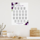 Paarse Boho Floral 23 Tafel Bruiloft Zitkaarten Poster (Keuken)