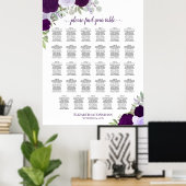 Paarse Boho Floral 29 Tafel Bruiloft Zitkaarten Poster (Thuiskantoor)