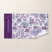 Paarse Boho  Floral Monogram Bad Handdoek (Handdoek)