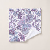 Paarse Boho Floral Monogram Bad Handdoek (Wasdoekje)