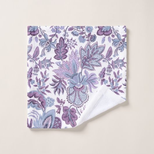 Paarse Boho  Floral Monogram Bad Handdoek (Wasdoekje)