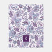 Paarse Boho  Floral Monogram Fleece Deken (Voorkant)