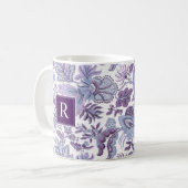 Paarse Boho  Floral Monogram Koffiemok (Voorkant links)