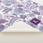 Paarse Boho  Floral Monogram Sherpa Deken (3/4)