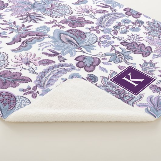 Paarse Boho  Floral Monogram Sherpa Deken (3/4)