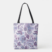 Paarse Boho  Floral Monogram Tote Bag (Achterkant)