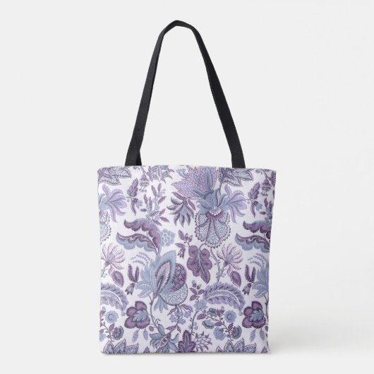 Paarse Boho  Floral Monogram Tote Bag (Achterkant)