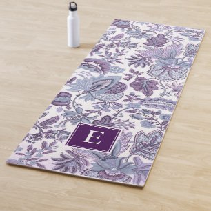 Paarse Boho Floral Monogram Yogamat