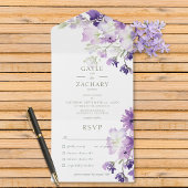 Paarse Boho Floral White Dinner All In One Uitnodiging