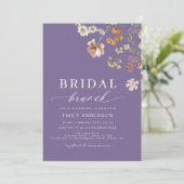 Paarse Boho Floral Wildflower Bruidsbrunch Kaart (Staand voorkant)