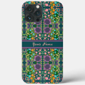  Paarse Boho Flowers Aangepaste Naam Patroon Case-Mate iPhone Case (Achterkant)