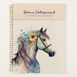 Paarse Boho Horse Custom Terug naar School Planner