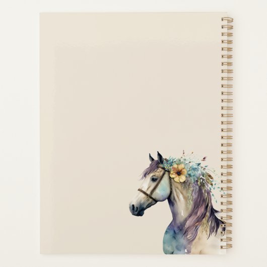 Paarse Boho Horse Custom Terug naar School Planner (Achterkant)