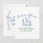 Paarse boho-liefde in Bloom bruidsfeest naam retro Briefkaart (Voorkant / Achterkant)