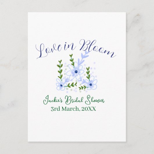 Paarse boho-liefde in Bloom bruidsfeest naam retro Briefkaart (Voorkant)