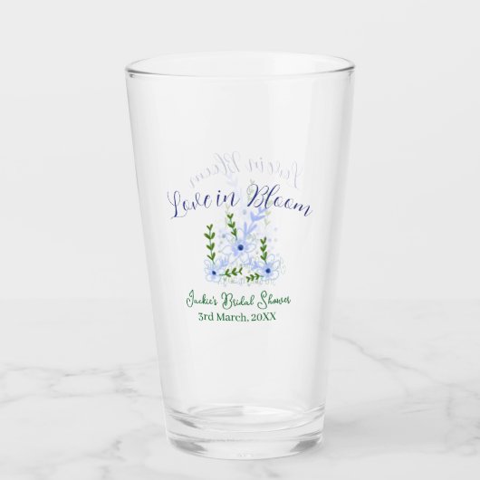 Paarse boho-liefde in Bloom bruidsfeest naam retro Glas (Voorkant)