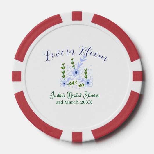 Paarse boho-liefde in Bloom bruidsfeest naam retro Poker Chips (Voorkant)