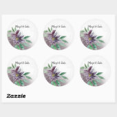 Paarse Boho Lotus Waterverf Kant Ronde Sticker (Vel)
