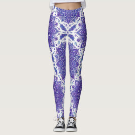 Paarse Boho Mandala Bloem Motief Leggings
