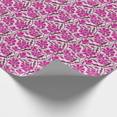 Paarse Boho Mid Century Modern Floral Pattern Cadeaupapier (Hoek)