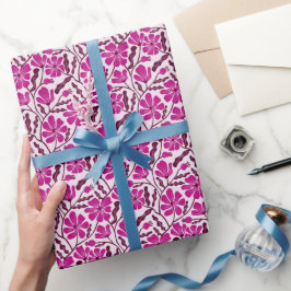 Paarse Boho Midden Jaren 60 Moderne Bloemmotief Cadeaupapier