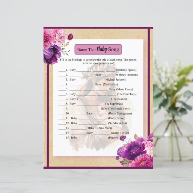 Paarse Boho Naam die Baby Song Game (Staand voorkant)