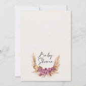 Paarse Boho Pampas Grass Baby shower Uitnodiging (Achterkant)