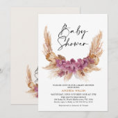 Paarse Boho Pampas Grass Baby shower Uitnodiging (Voorkant / Achterkant)