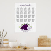Paarse Boho-Rozen 20 Tafel-bruiloft Poster (Keuken)