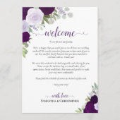 Paarse Boho Rozen Bruiloft Welkom & Routebeschrijv Programmakaart (Voorkant)