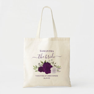 Paarse Boho Rozen Elegante Bruid Trouw Aandenken Tote Bag